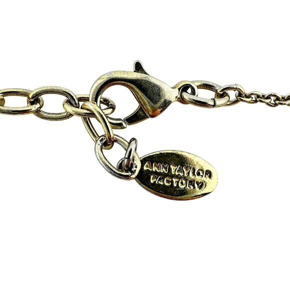 Ann Taylor Filigree Panel Crystal Accented Extra Long Gold Tone 40" Necklace - Picture 6 of 6